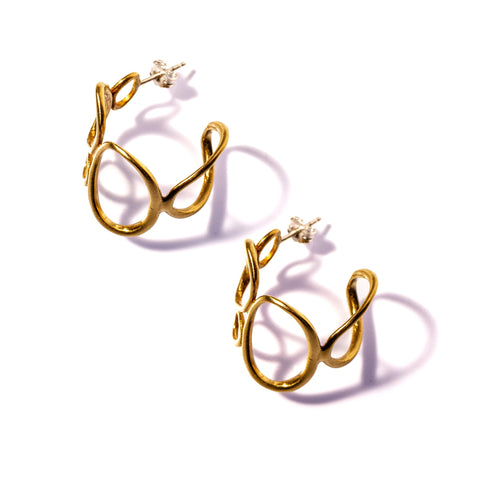 SMALL MULTI ELLIPSE HOOPS BRASS