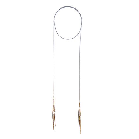 TWIST SPIKE FRINGE LARIAT STERLING SILVER / BRASS